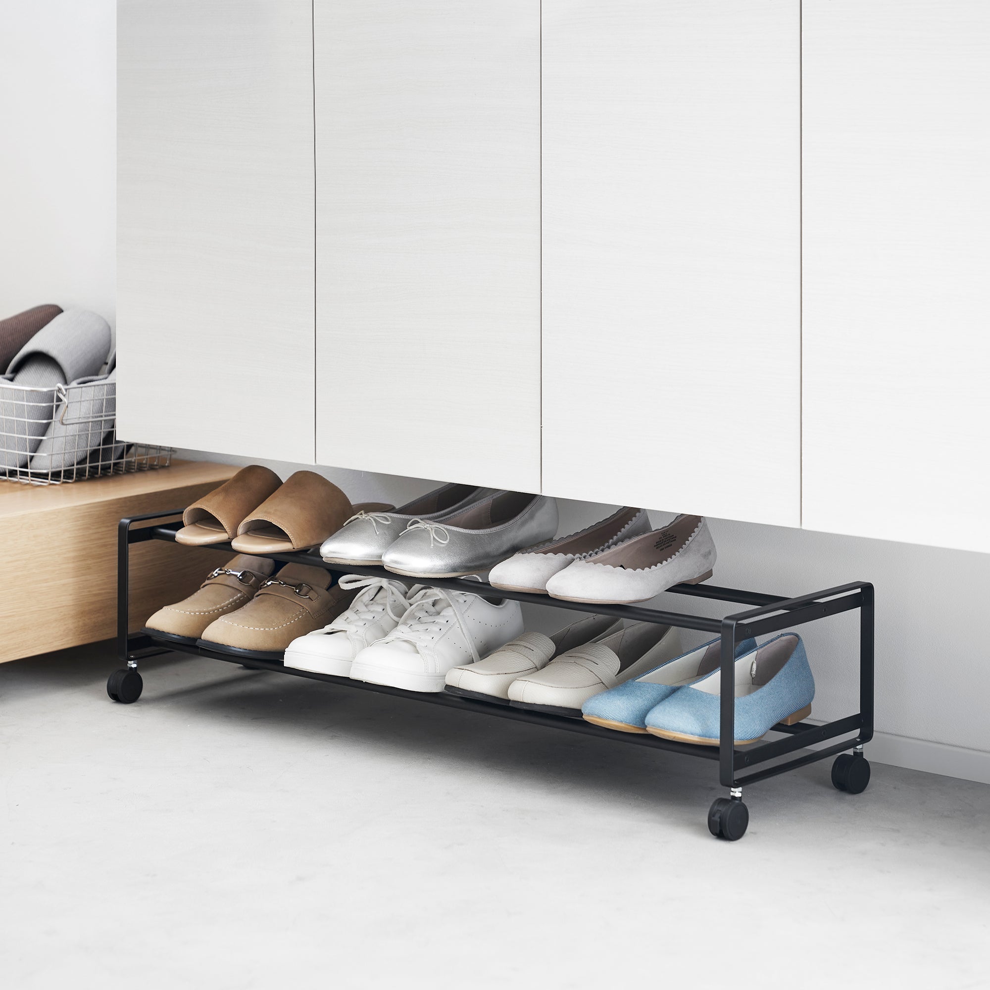Two-Tier Rolling Shoe Rack ( H) - Steel - Image 11