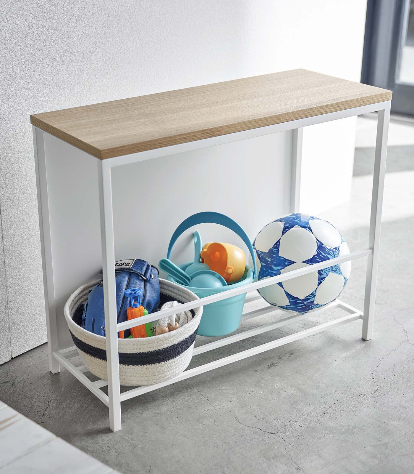 Entryway Storage Organizer & Bench (18 H) - Steel + Wood - Image 5