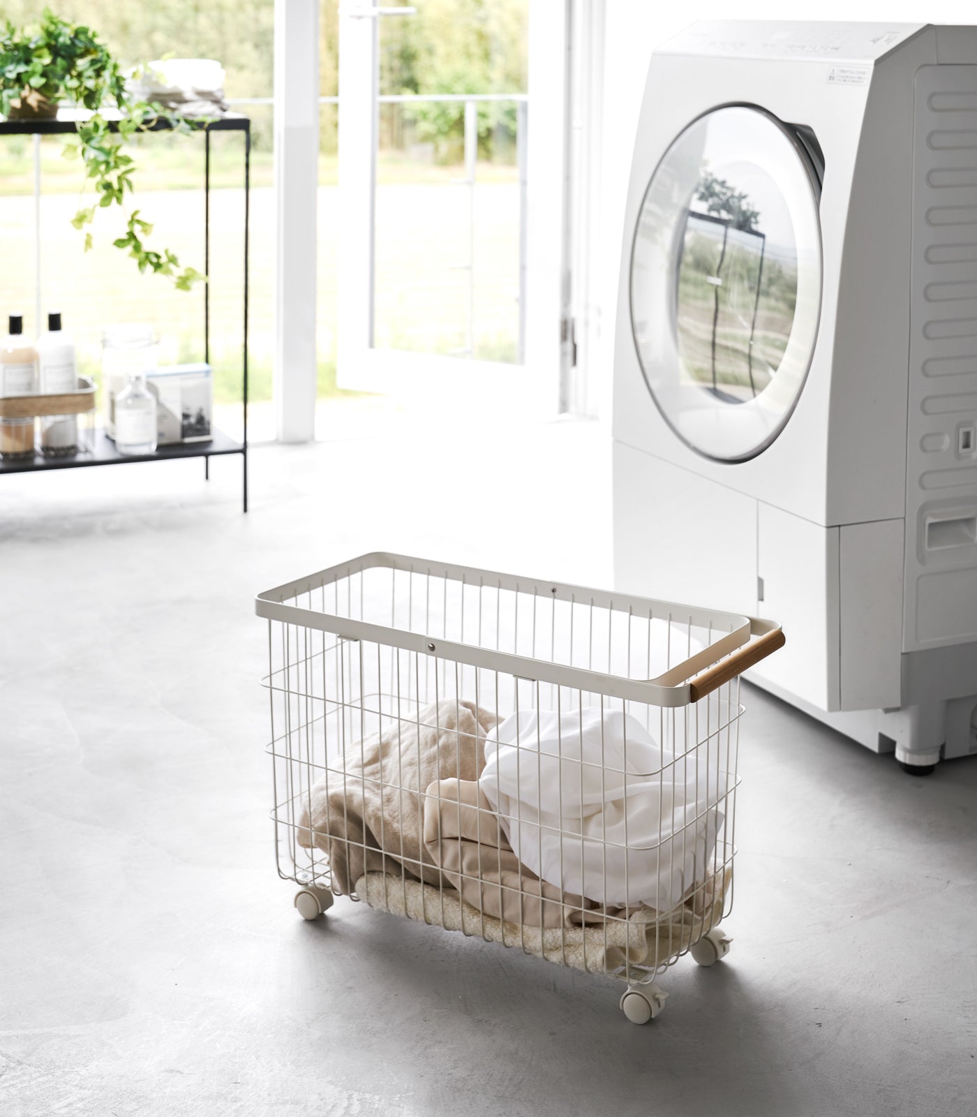 Rolling Wire Basket (15 H) - Steel + Wood - Image 2