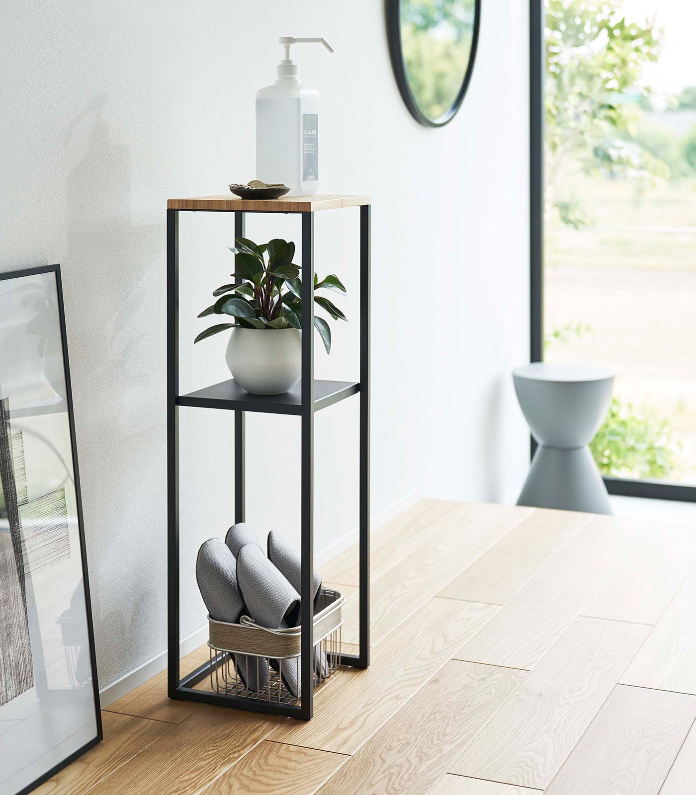 Two-Tier Display & Storage Shelf (31.5 H) - Steel + Wood - Image 12
