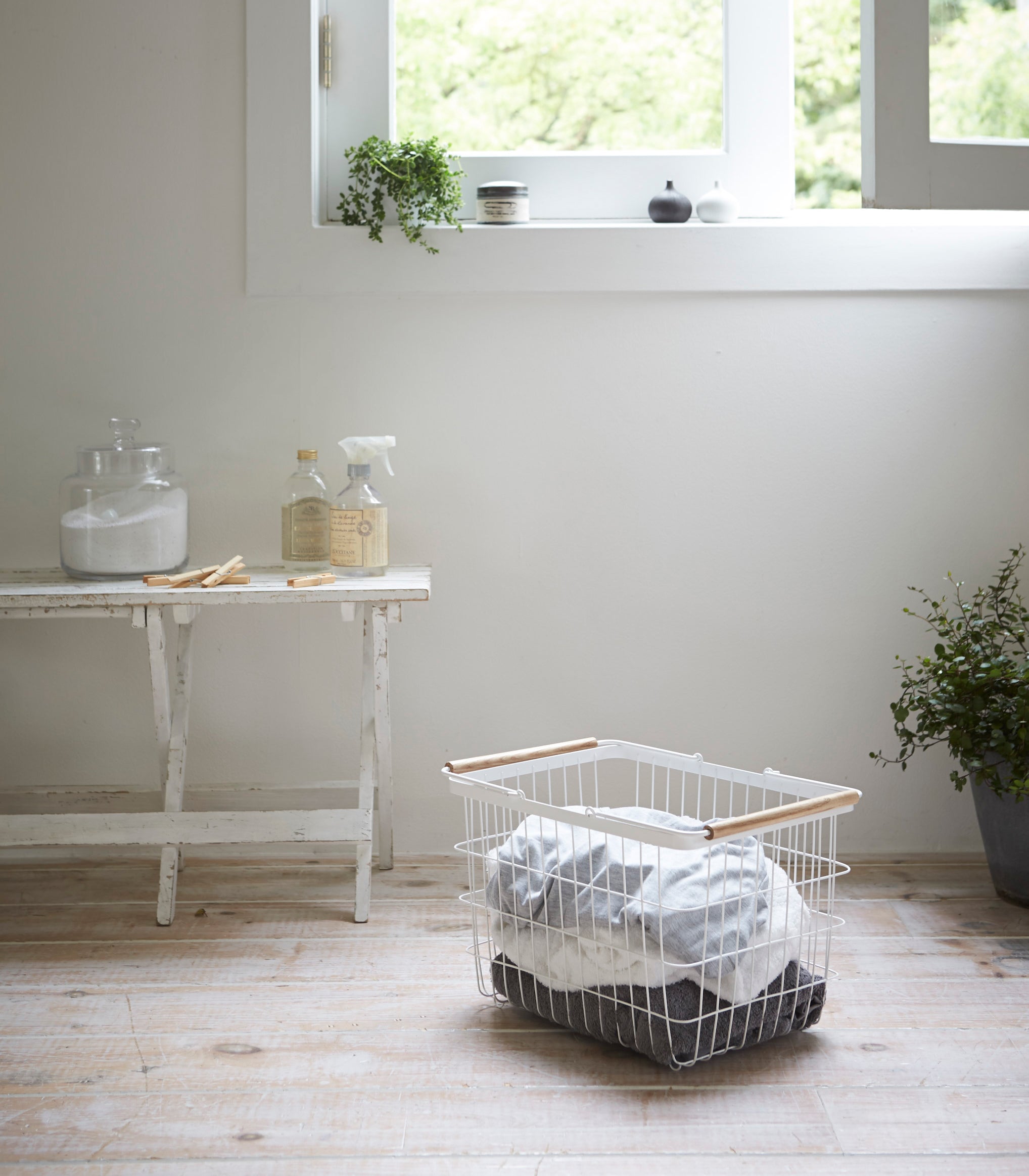 Wire Basket - Two Sizes - Steel + Wood - Image 2