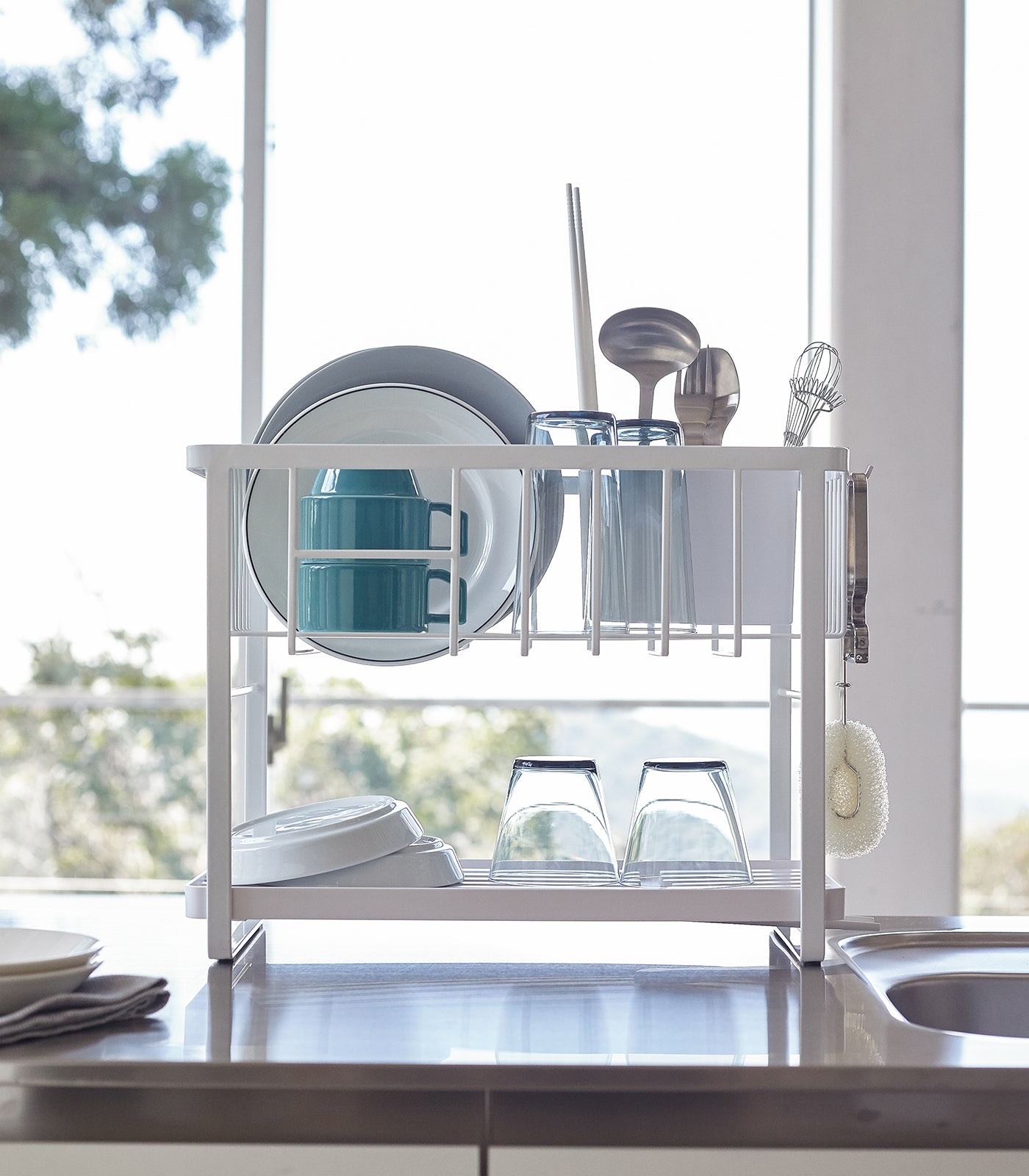 Two-Tier Wire Dish Rack - Steel - Image 5