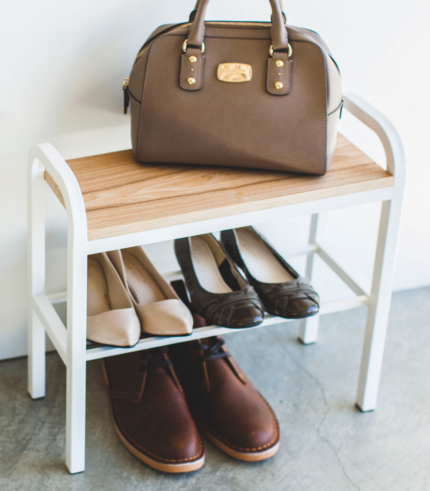 Shoe Organizer & Bench (18 H) - Steel + Wood - Image 3