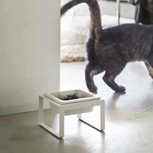 Single Pet Food Bowl - Tall - Steel + Ceramic
