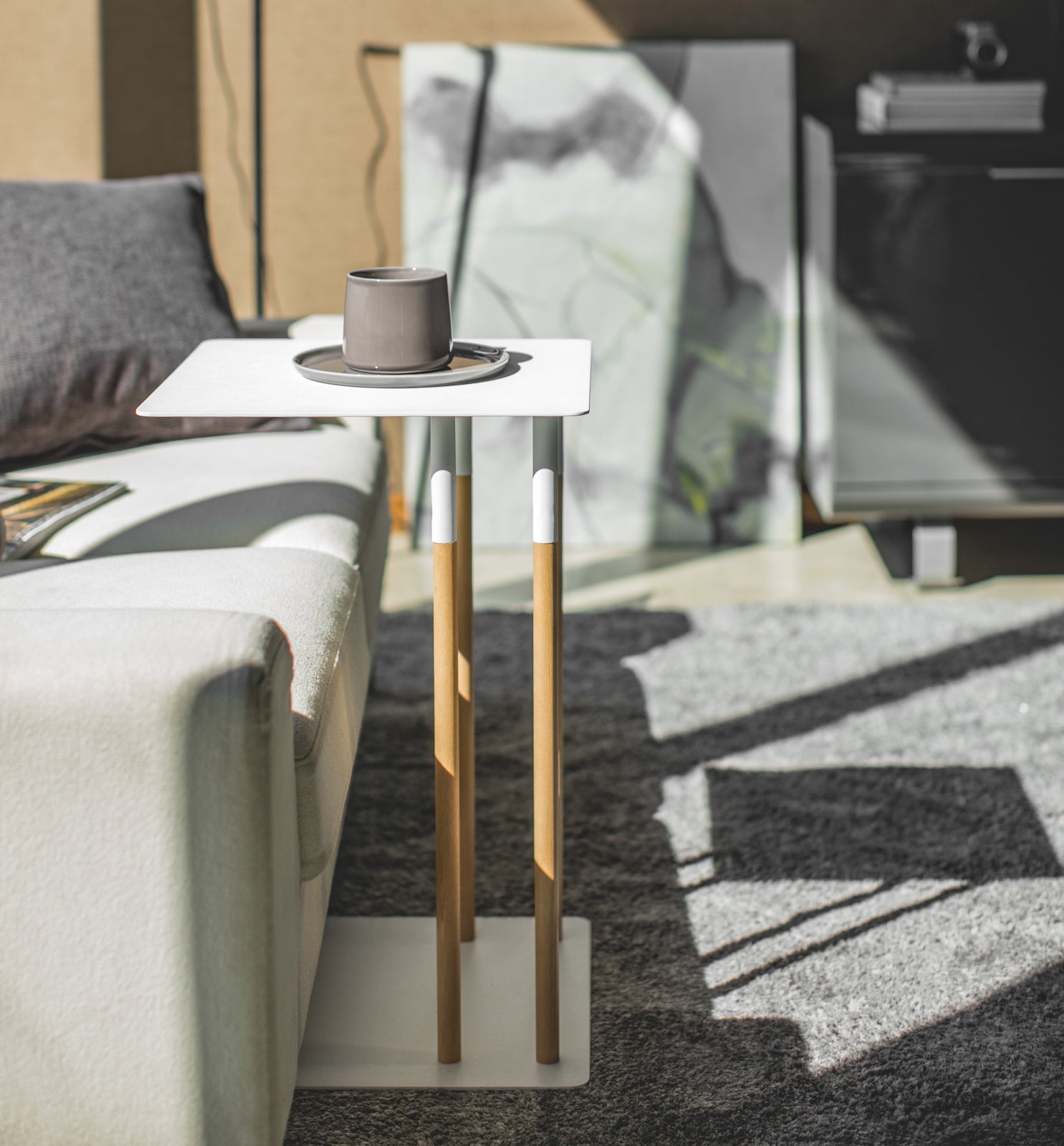 C Side Table (22 H) - Steel + Wood - Image 2