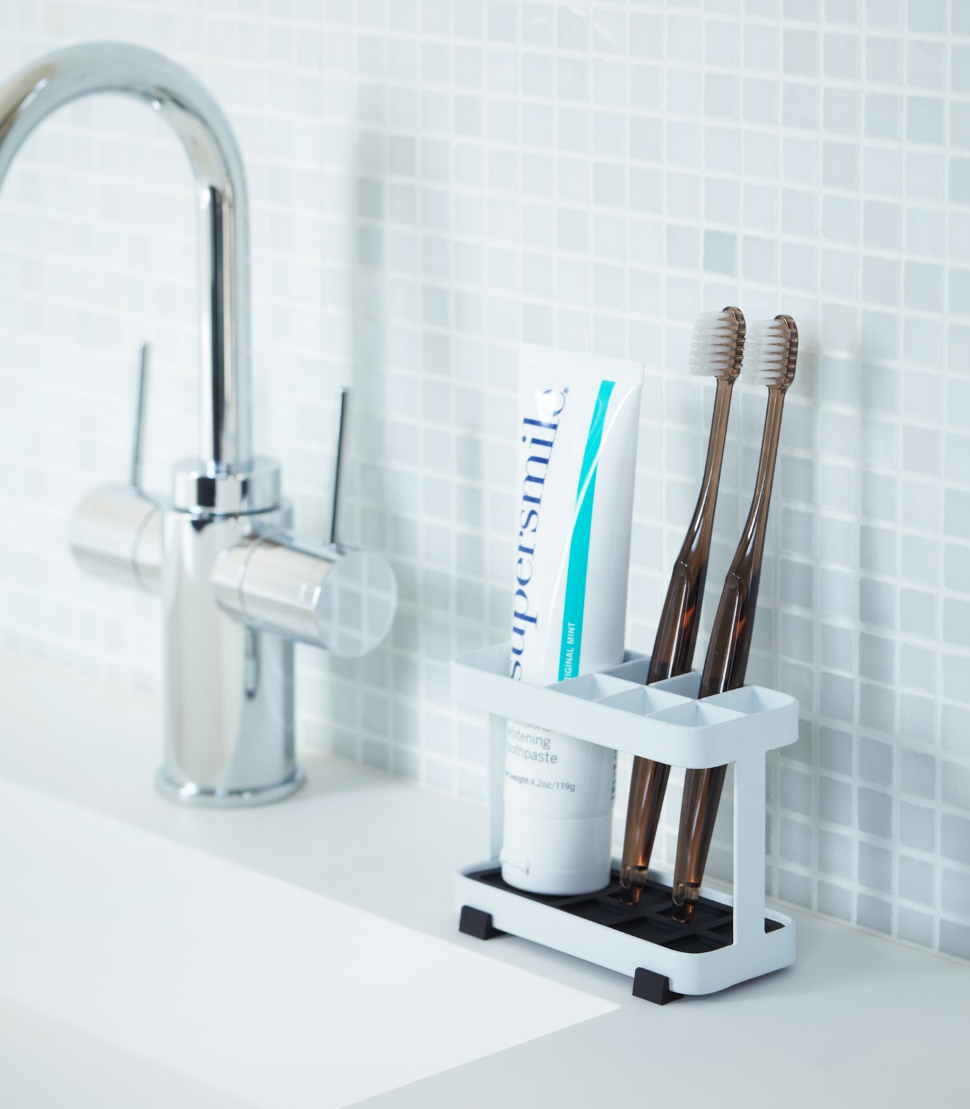 Toothbrush + Toothpaste Stand - Steel - Image 2