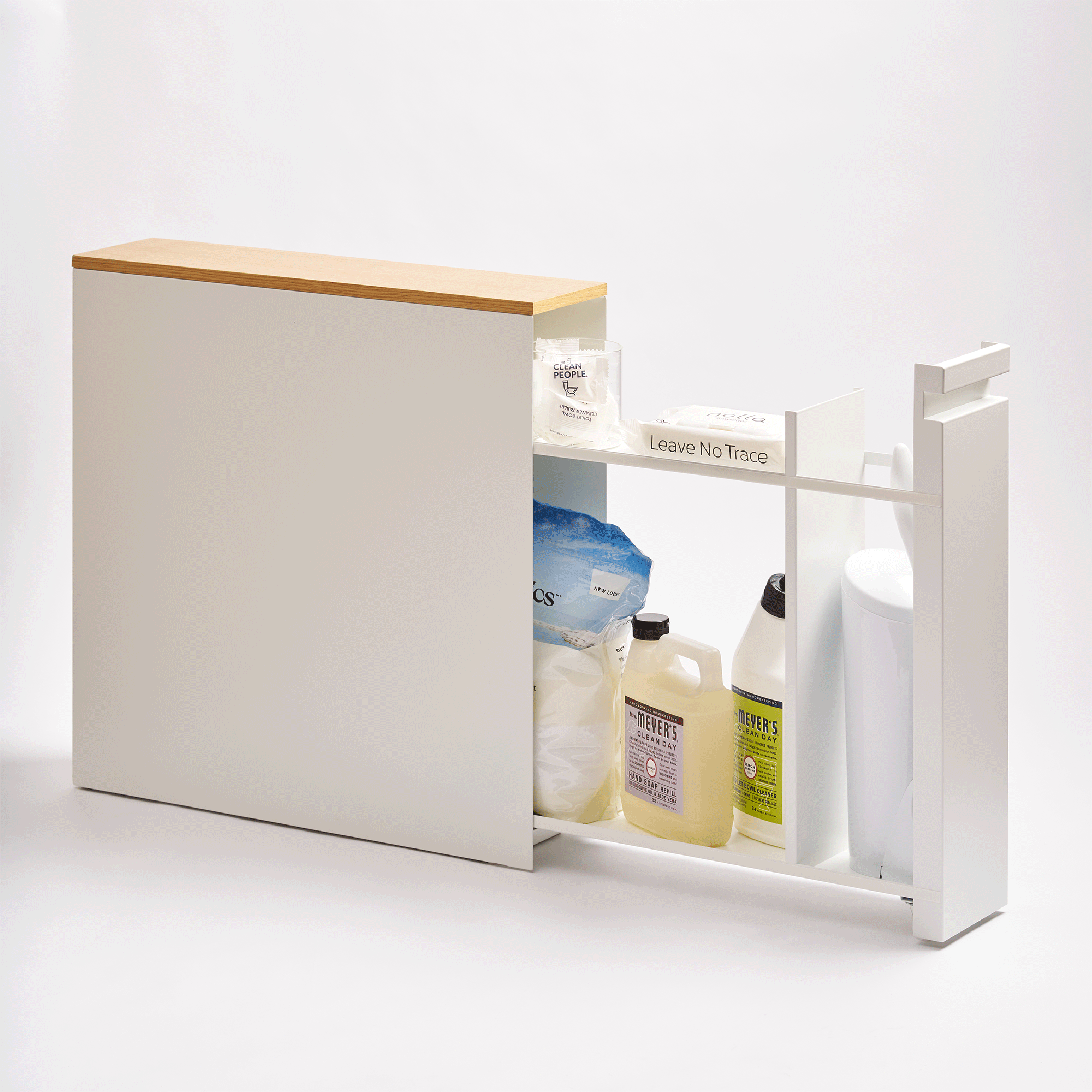 Pull-Out Bathroom Storage Cabinet - Steel + Wood - Image 2