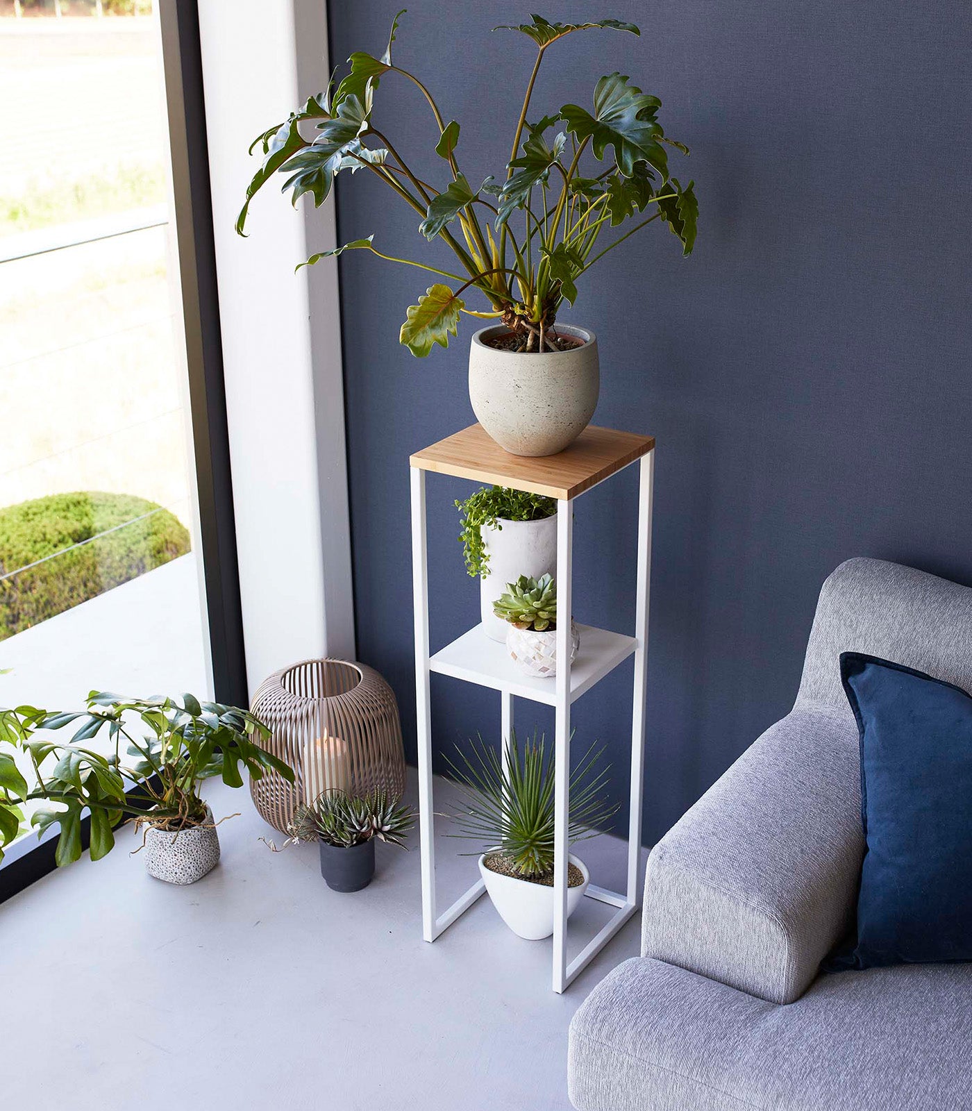 Two-Tier Display & Storage Shelf (31.5 H) - Steel + Wood