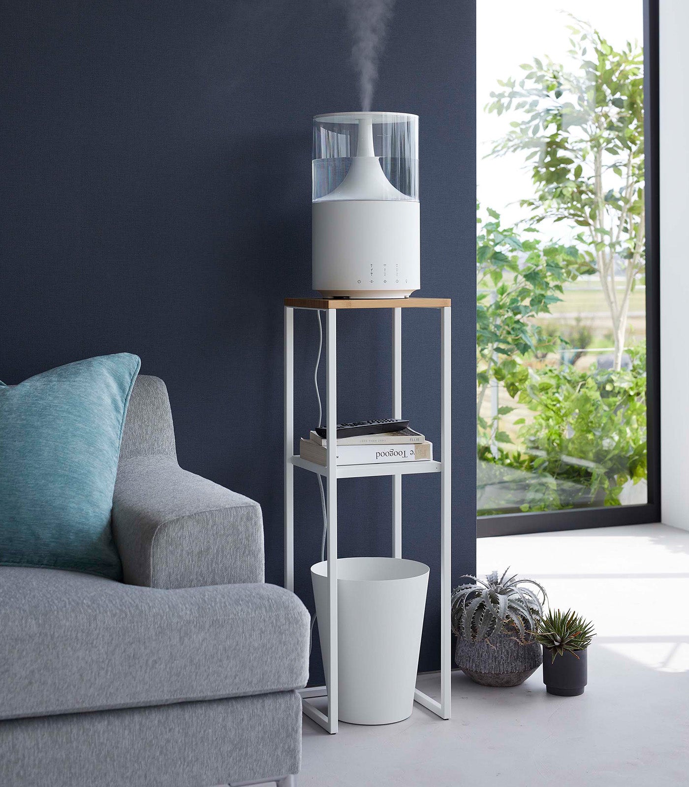 Two-Tier Display & Storage Shelf (31.5 H) - Steel + Wood - Image 2