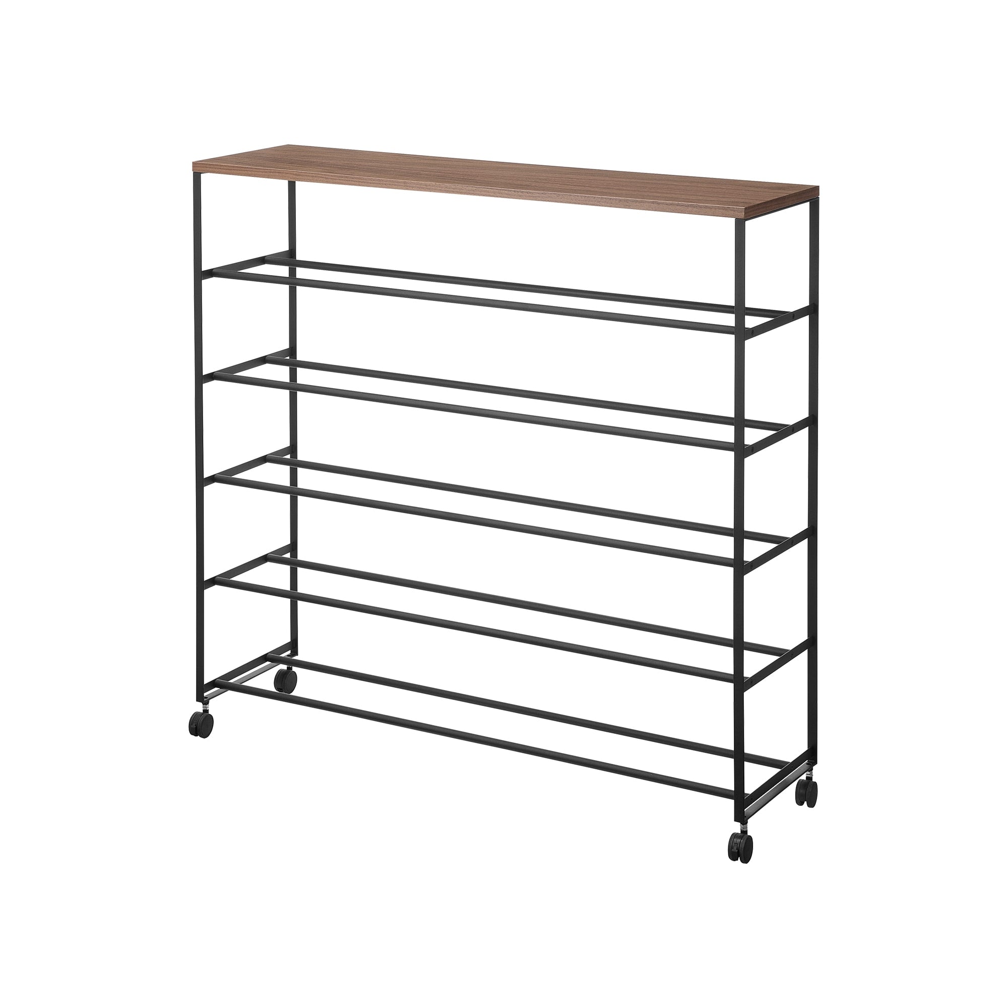 Rolling Five-Tier Shoe Rack (34.25 H) - Steel + Wood - Image 16