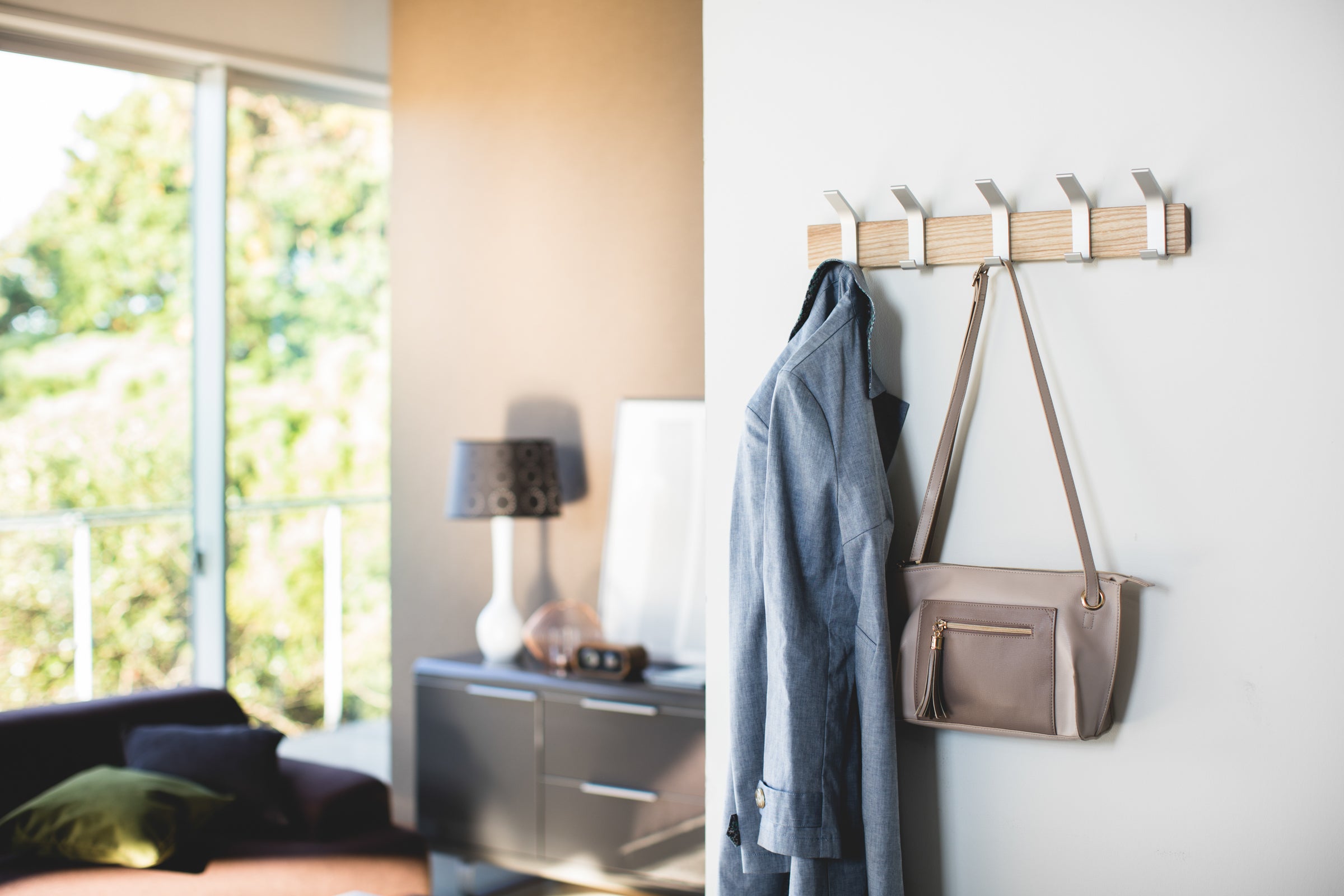 Wall-Mounted Coat Rack - Steel + Wood - Image 2