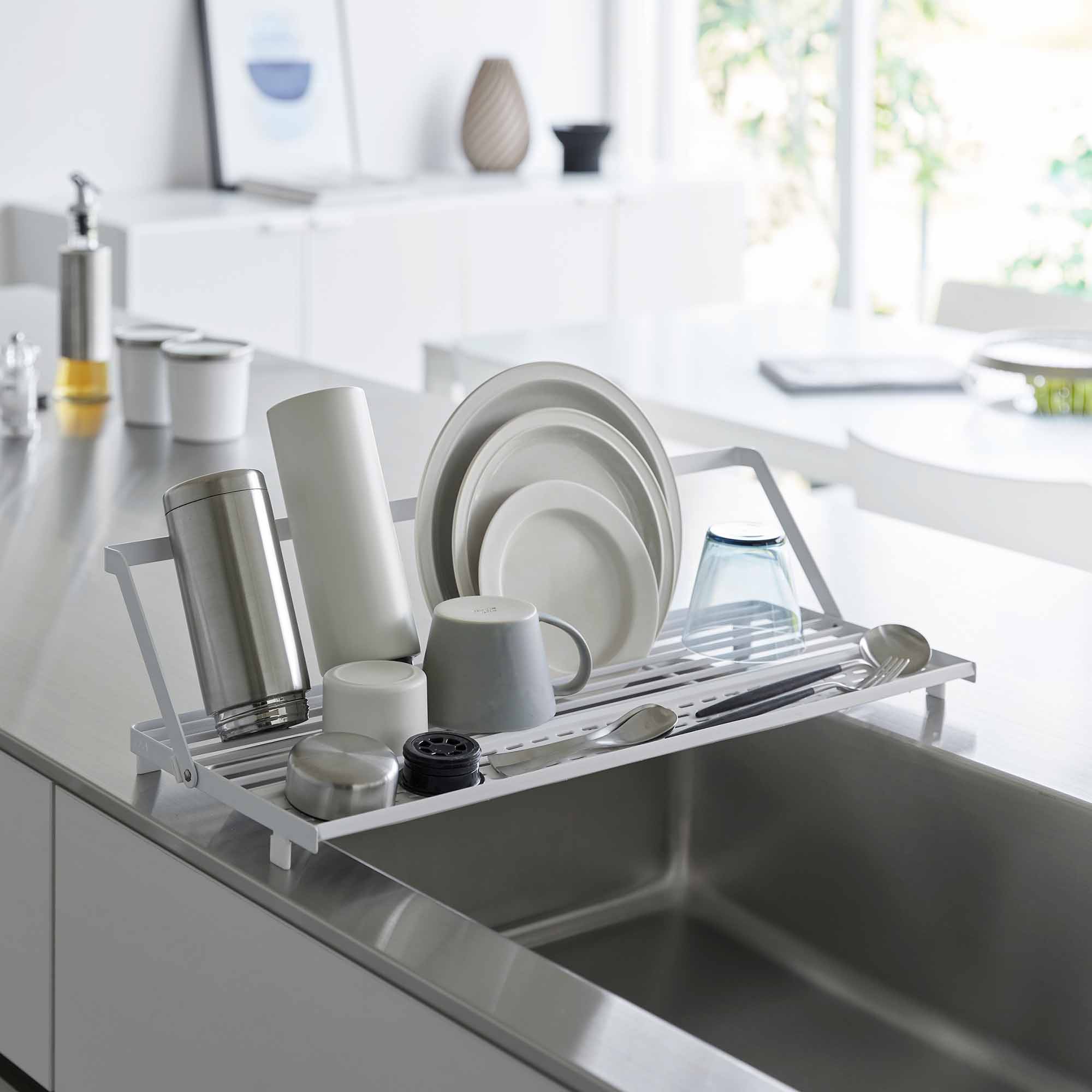 Slim Over-the-Sink Dish Drying Rack - Steel - Image 3