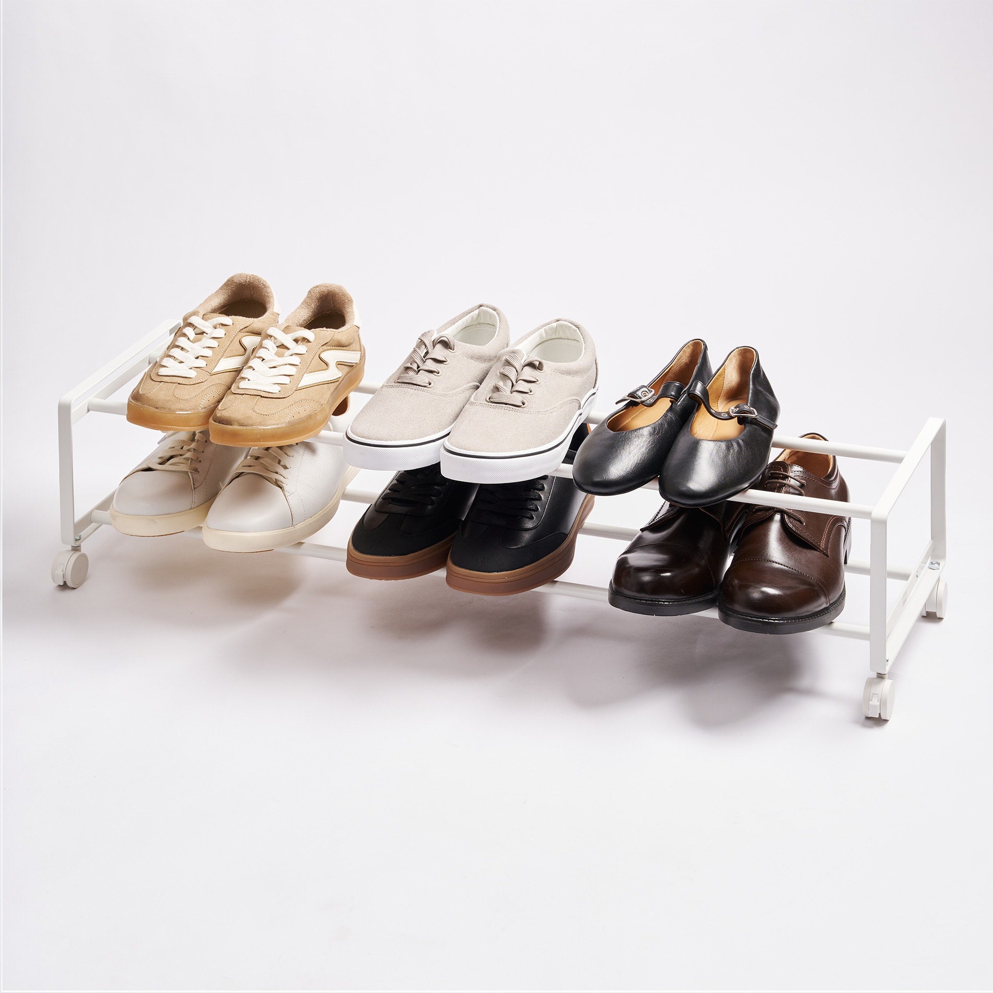 Two-Tier Rolling Shoe Rack ( H) - Steel