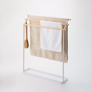 Bath Towel Rack (32 H) - Steel + Wood