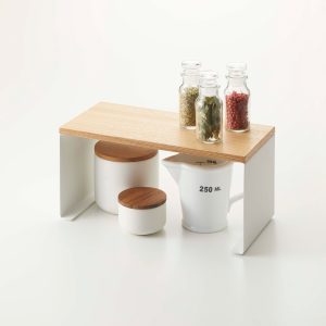 Stackable Countertop Shelf - Two Sizes - Steel + Wood