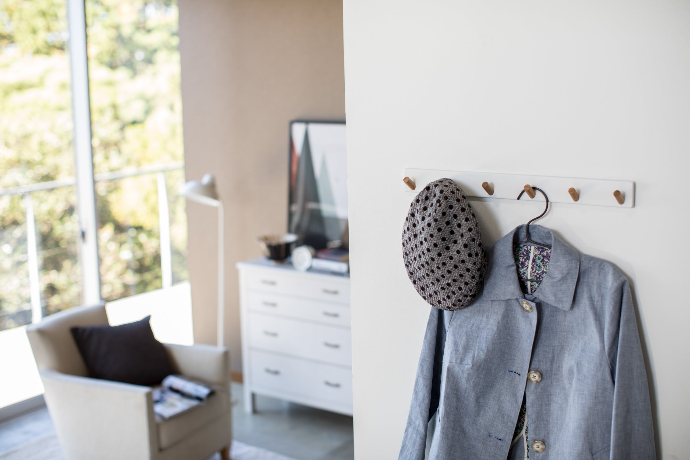 Wall-Mounted Coat Rack - Steel + Wood - Image 2