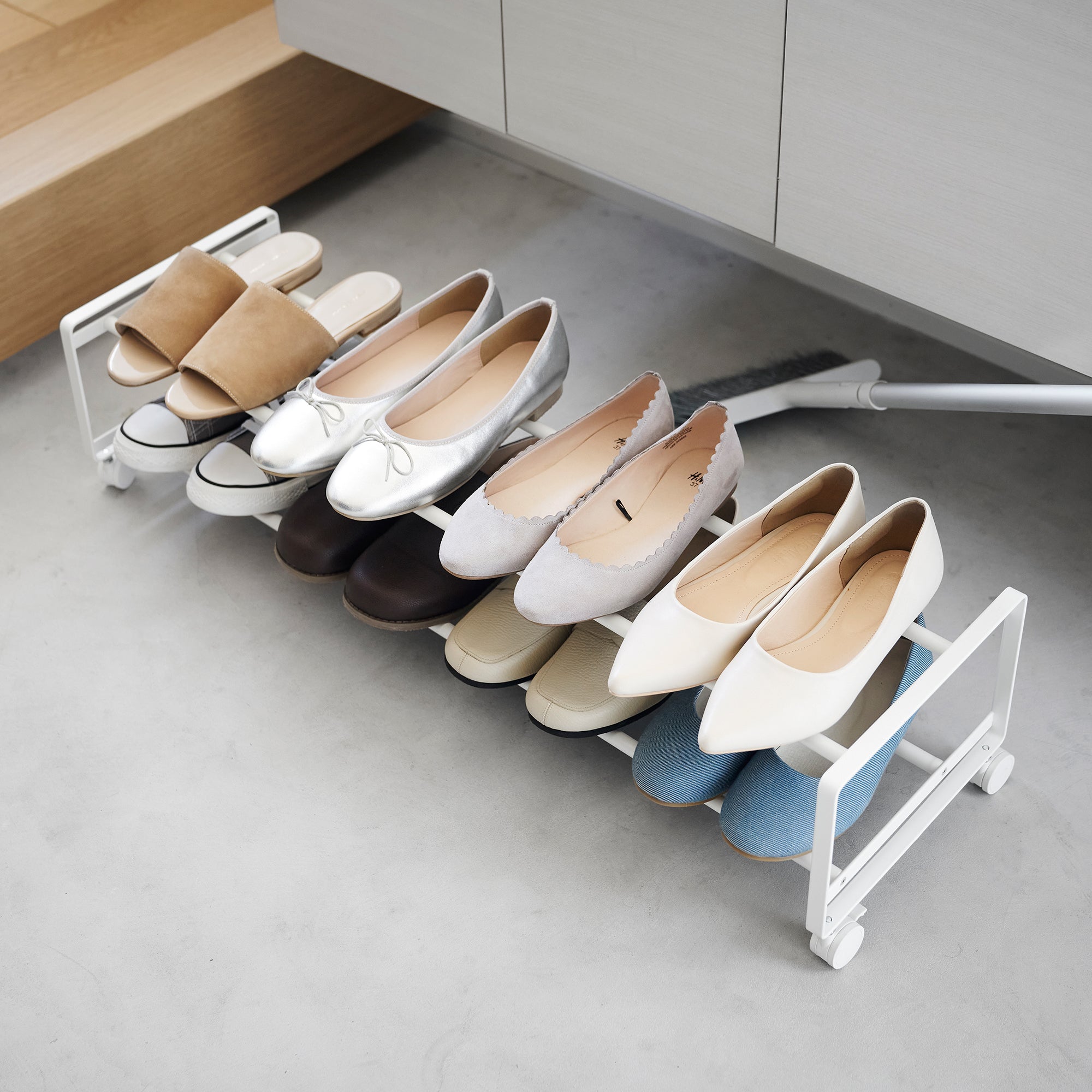 Two-Tier Rolling Shoe Rack ( H) - Steel - Image 4