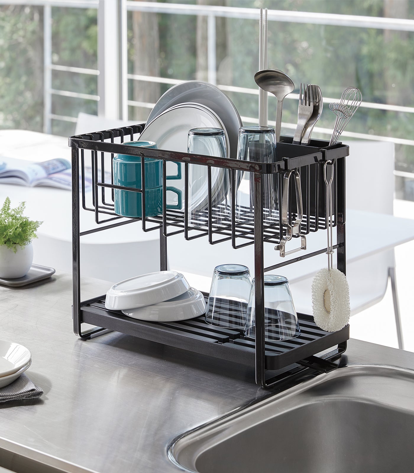 Two-Tier Wire Dish Rack - Steel - Image 11