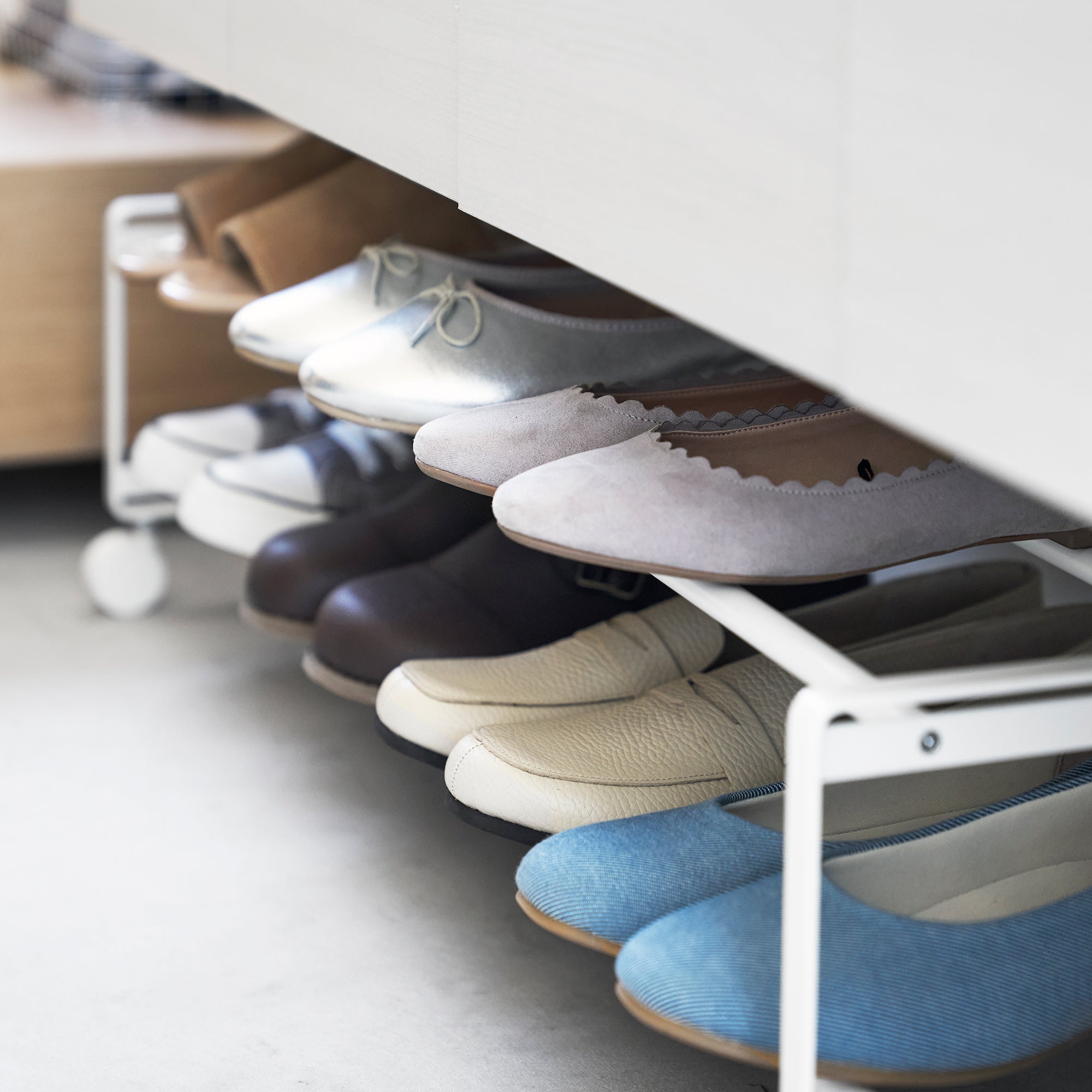 Two-Tier Rolling Shoe Rack ( H) - Steel - Image 5