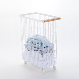 Rolling Wire Basket (24 H) - Steel + Wood