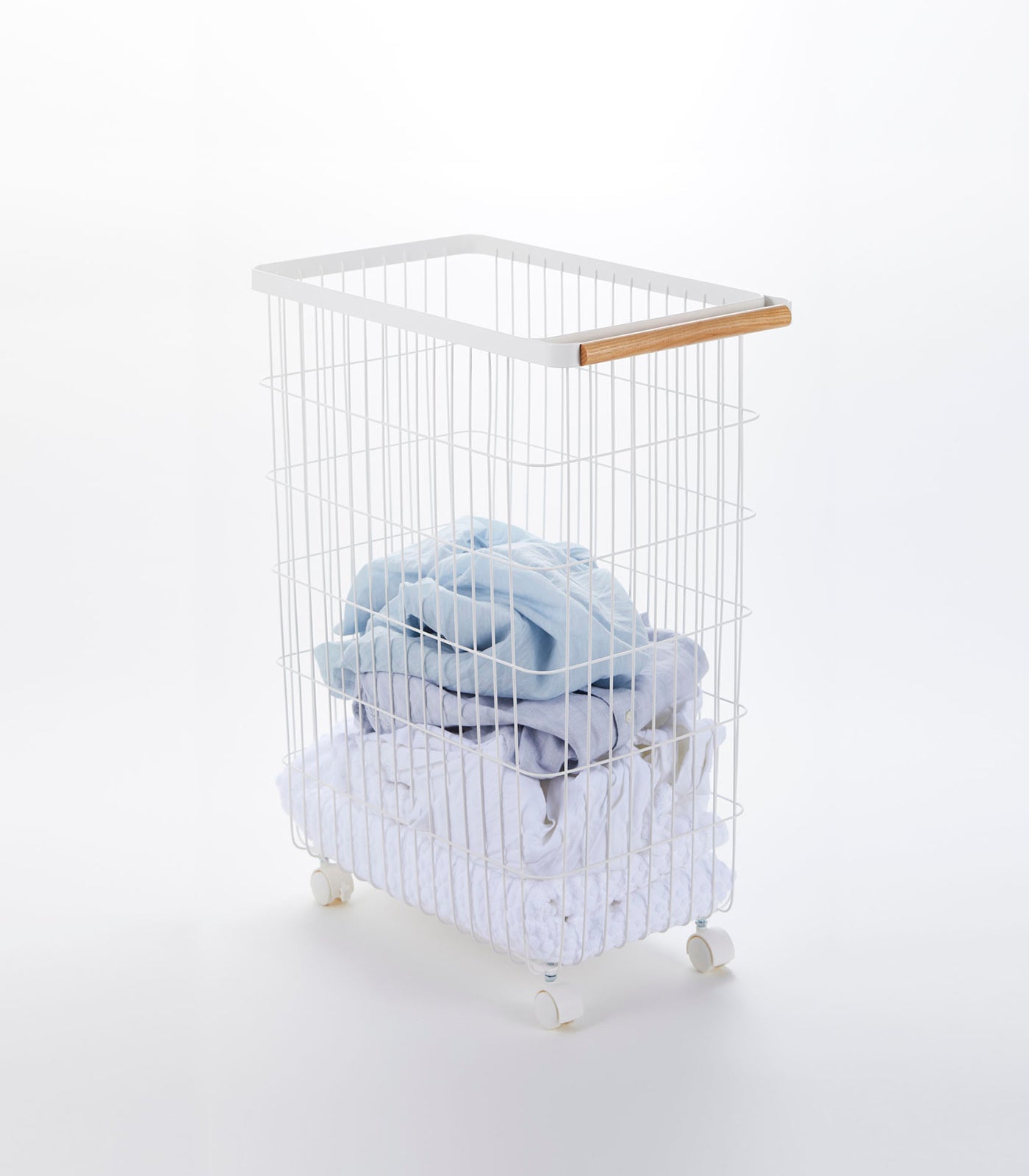 Rolling Wire Basket (24 H) - Steel + Wood