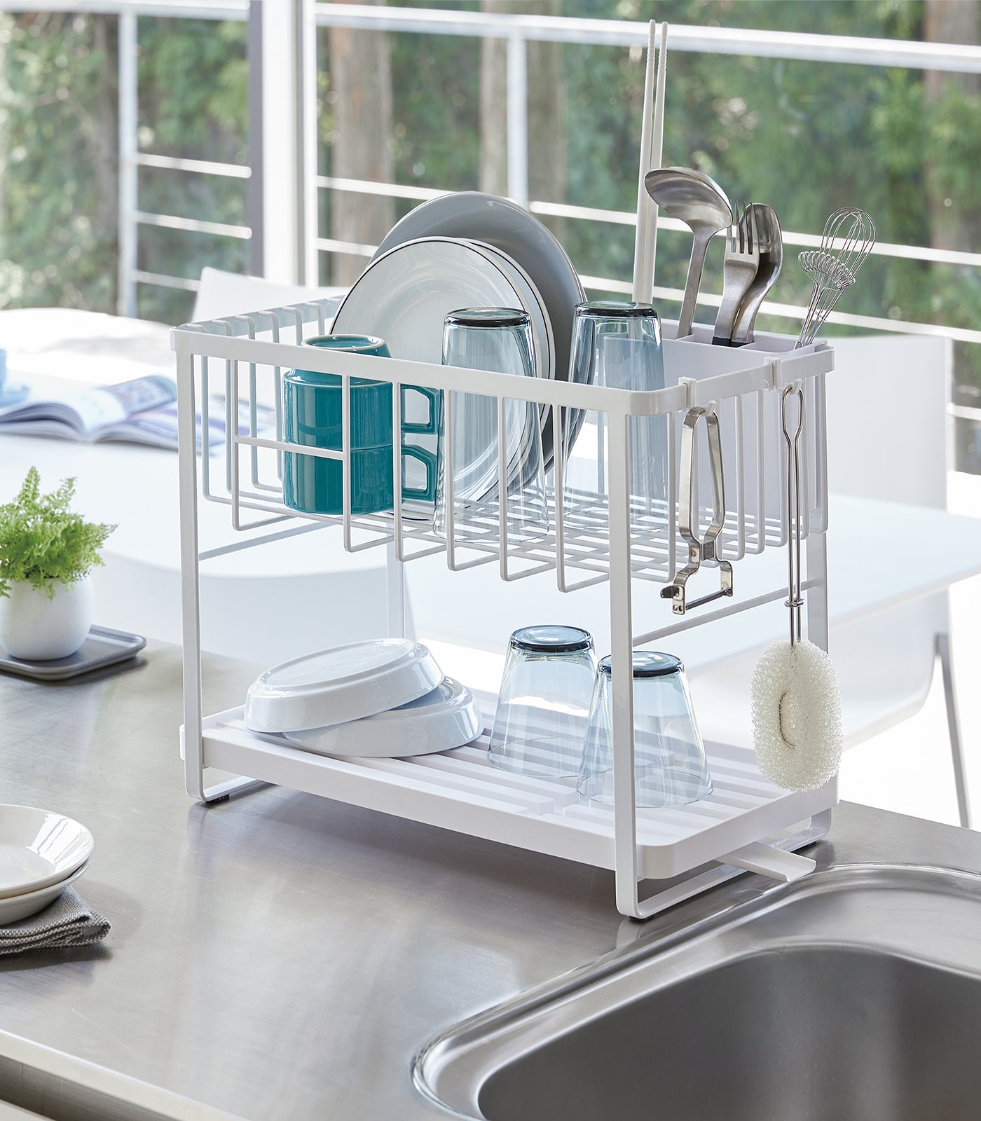 Two-Tier Wire Dish Rack - Steel - Image 2