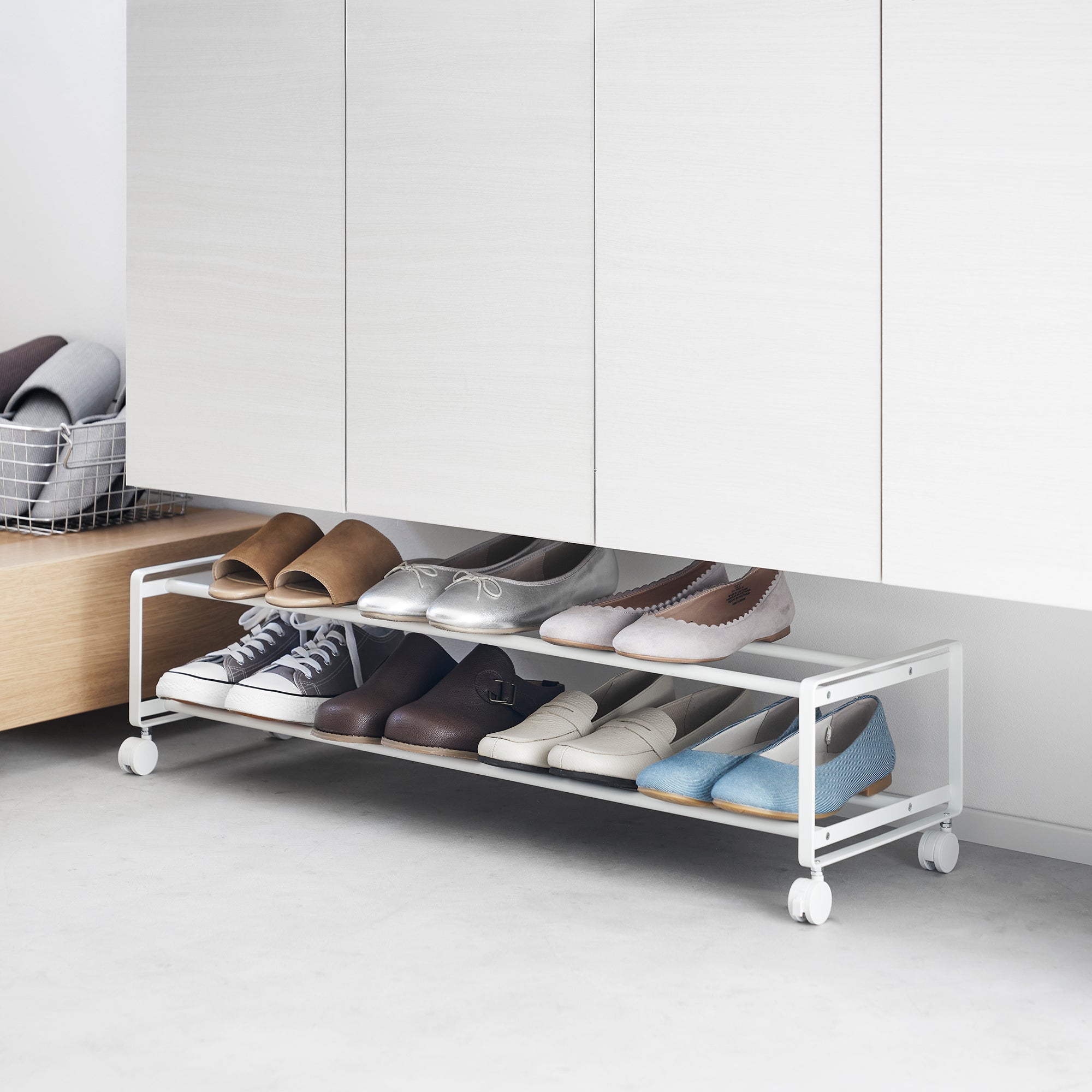 Two-Tier Rolling Shoe Rack ( H) - Steel - Image 3
