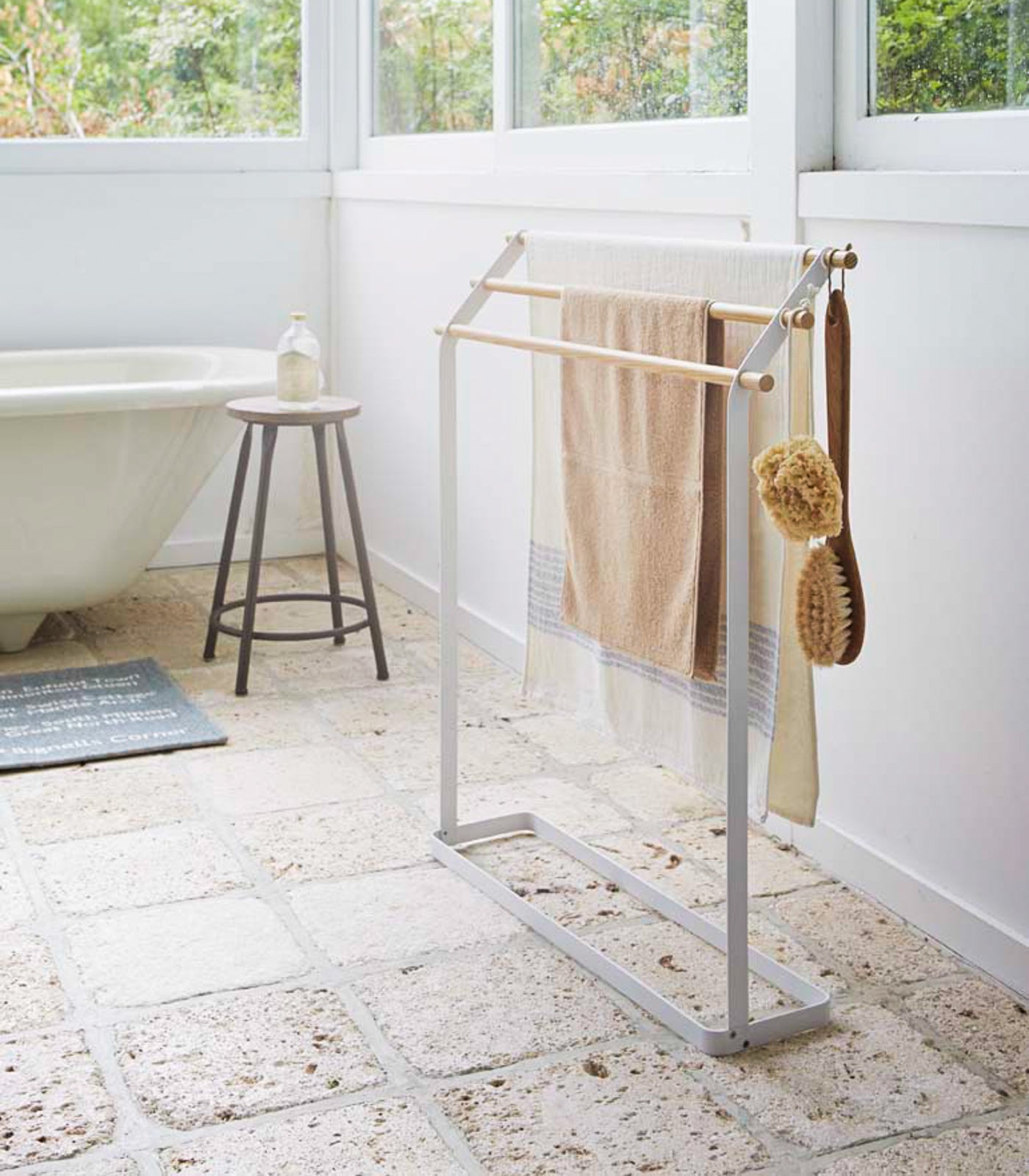 Bath Towel Rack (32 H) - Steel + Wood - Image 2