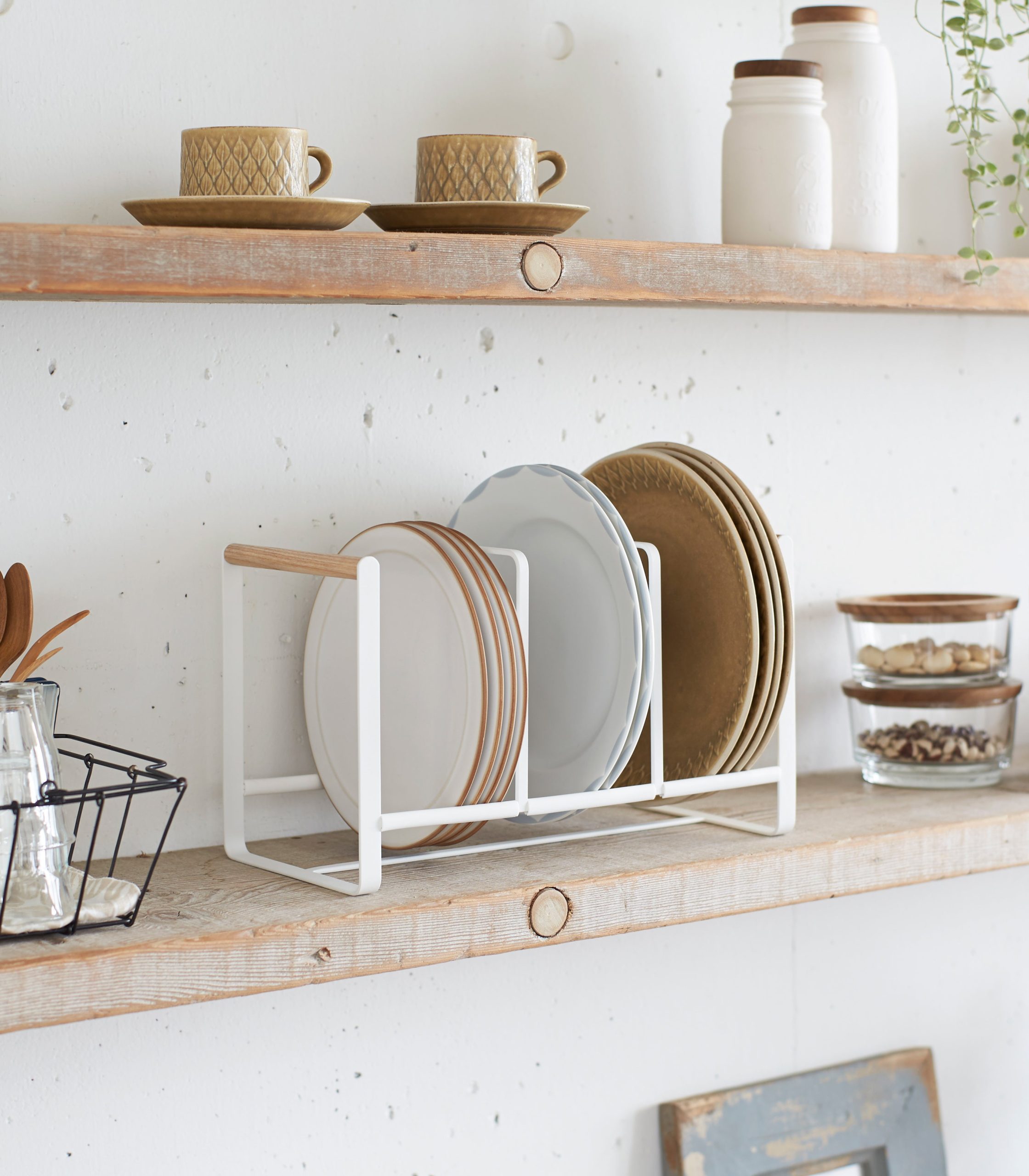 Vertical Plate Organizer - Steel + Wood - Image 2