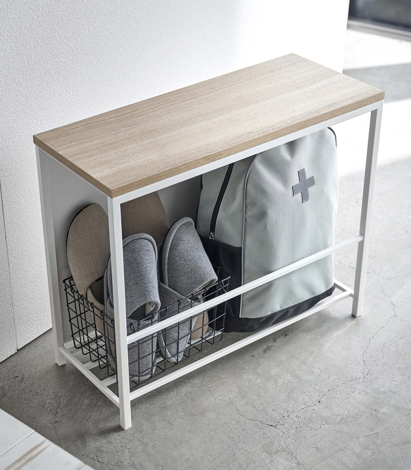 Entryway Storage Organizer & Bench (18 H) - Steel + Wood - Image 7
