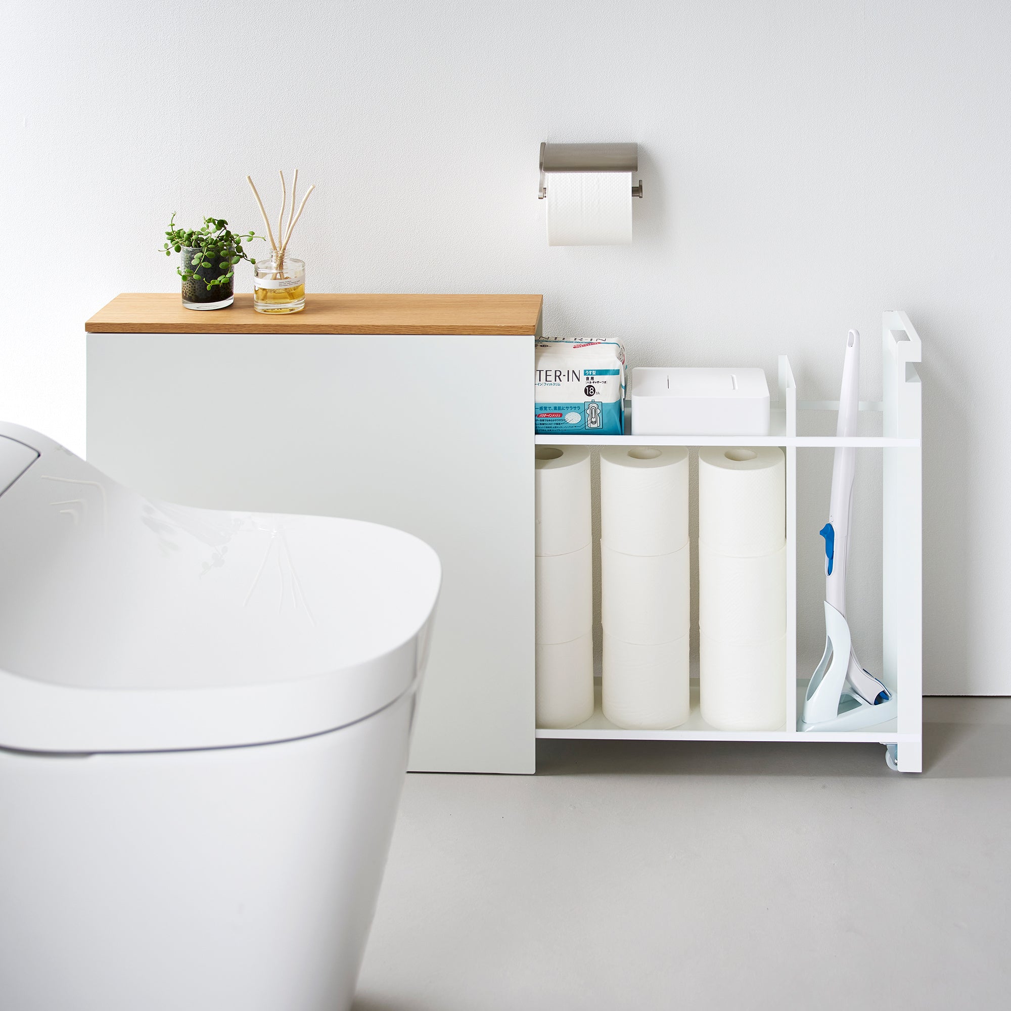 Pull-Out Bathroom Storage Cabinet - Steel + Wood - Image 3