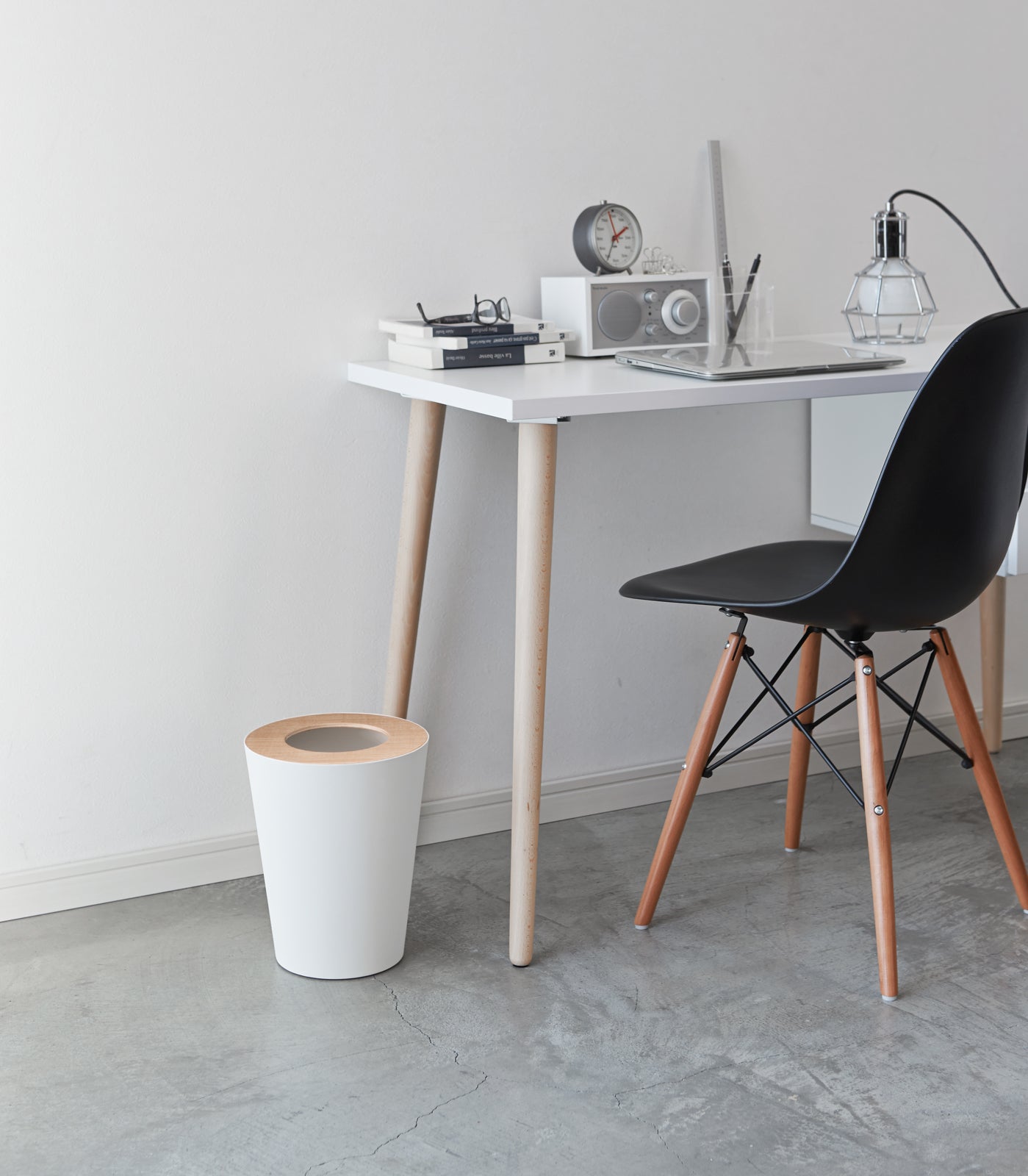 Trash Can - Round - Steel + Wood - Image 7