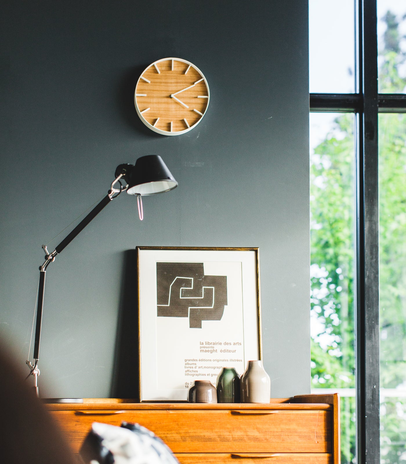 Wall Clock - Steel + Wood - Image 2