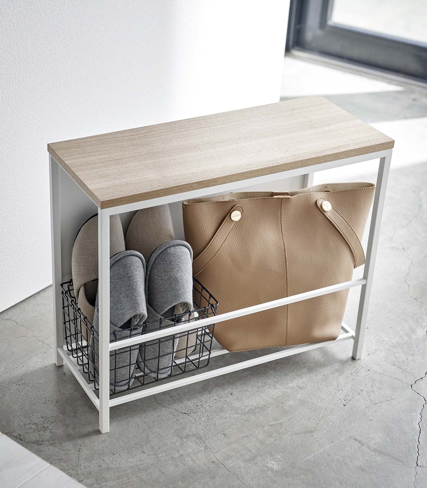 Entryway Storage Organizer & Bench (18 H) - Steel + Wood - Image 3