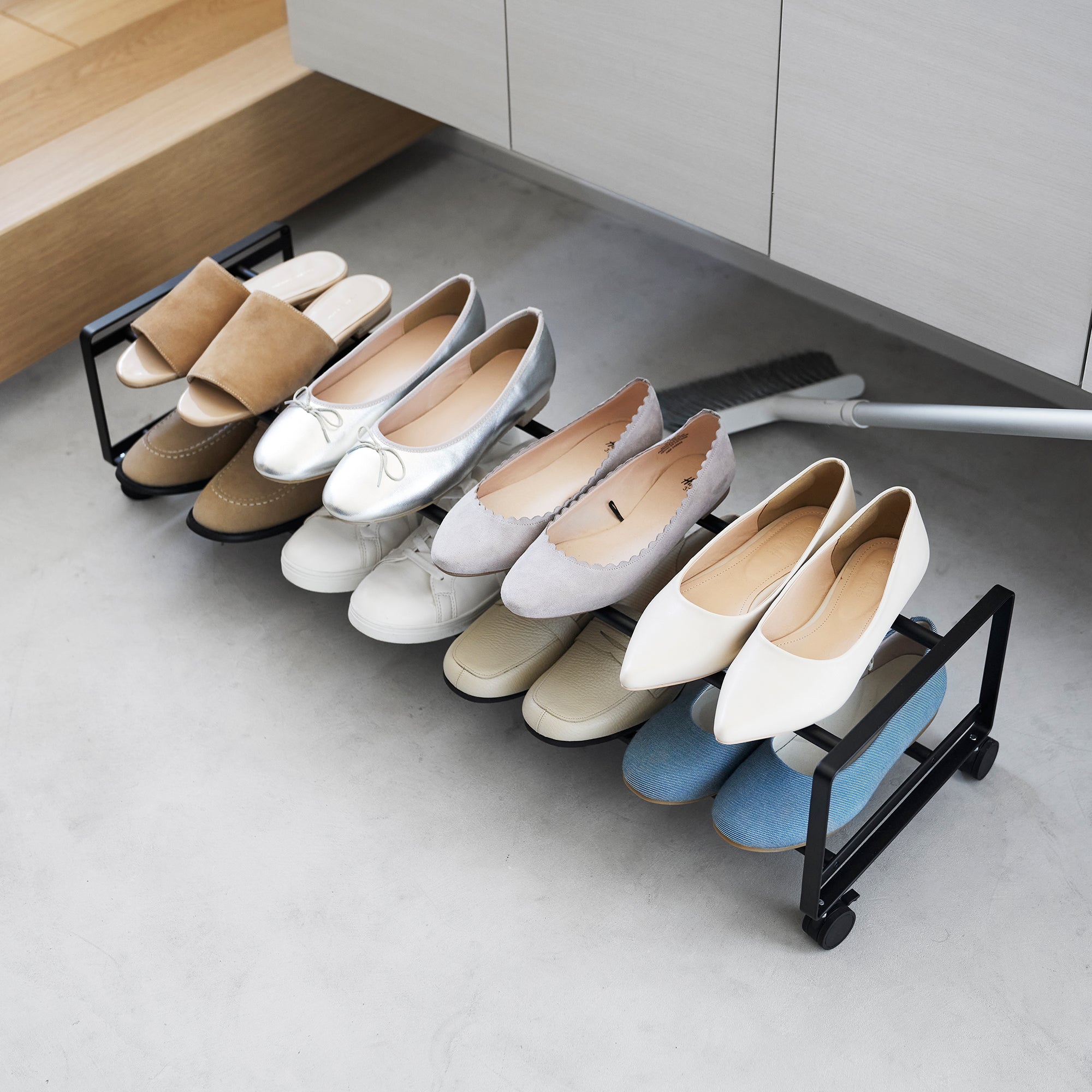 Two-Tier Rolling Shoe Rack ( H) - Steel - Image 12