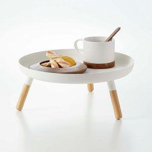 Countertop Pedestal Tray (5 H) - Steel + Wood