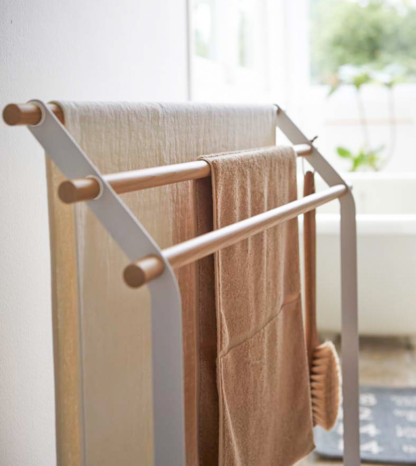 Bath Towel Rack (32 H) - Steel + Wood - Image 3