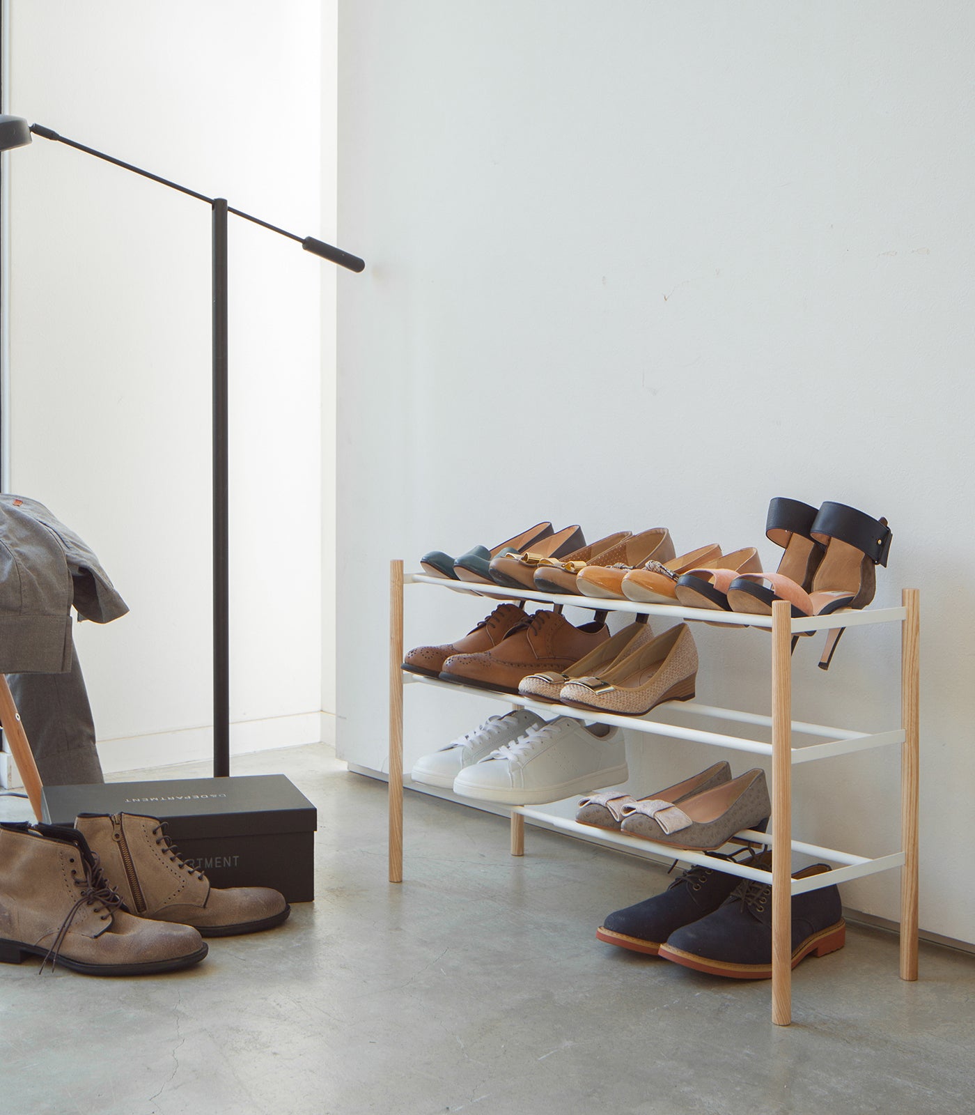 Expandable Shoe Rack (18 H) - Steel + Wood