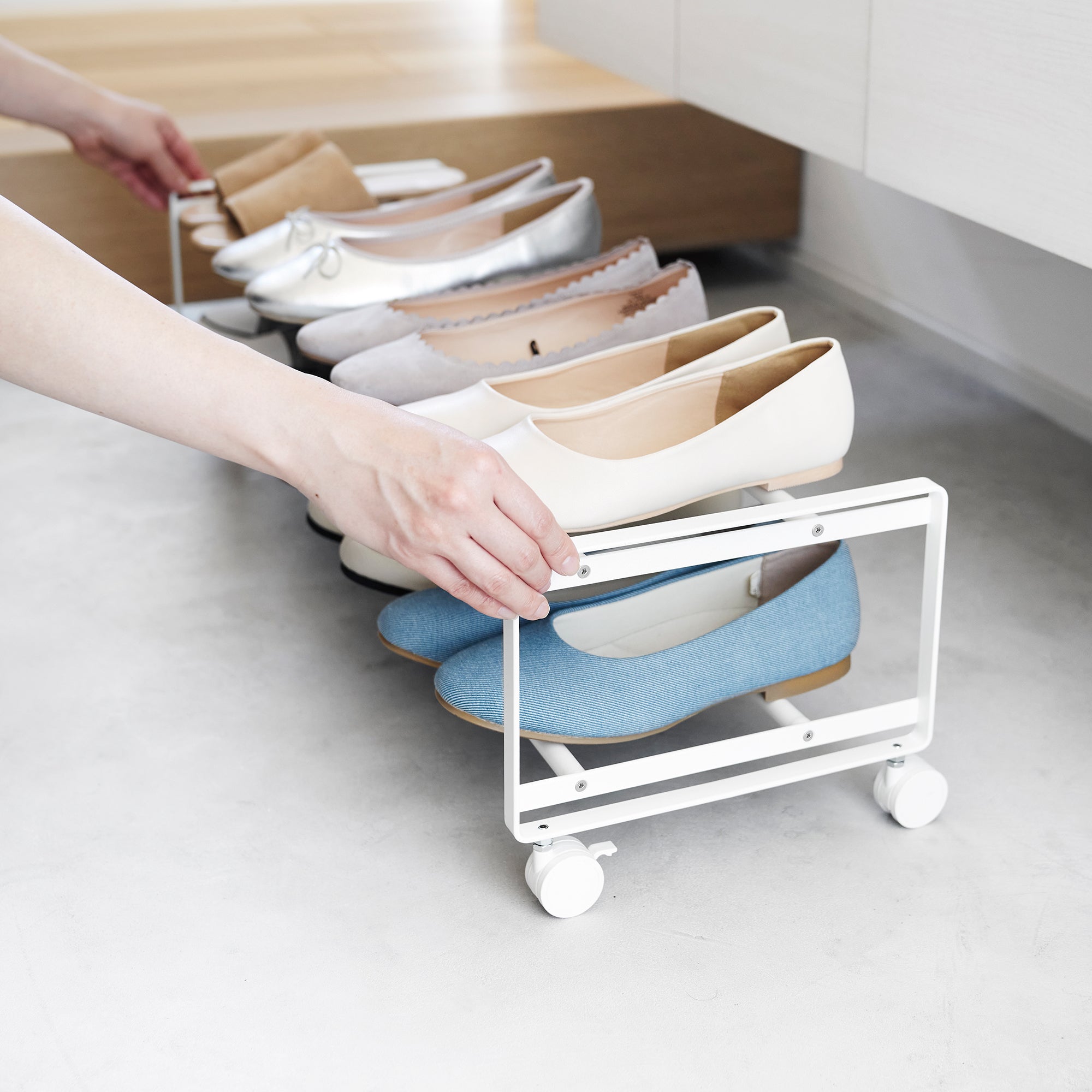 Two-Tier Rolling Shoe Rack ( H) - Steel - Image 6