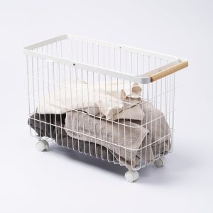 Rolling Wire Basket (15 H) - Steel + Wood