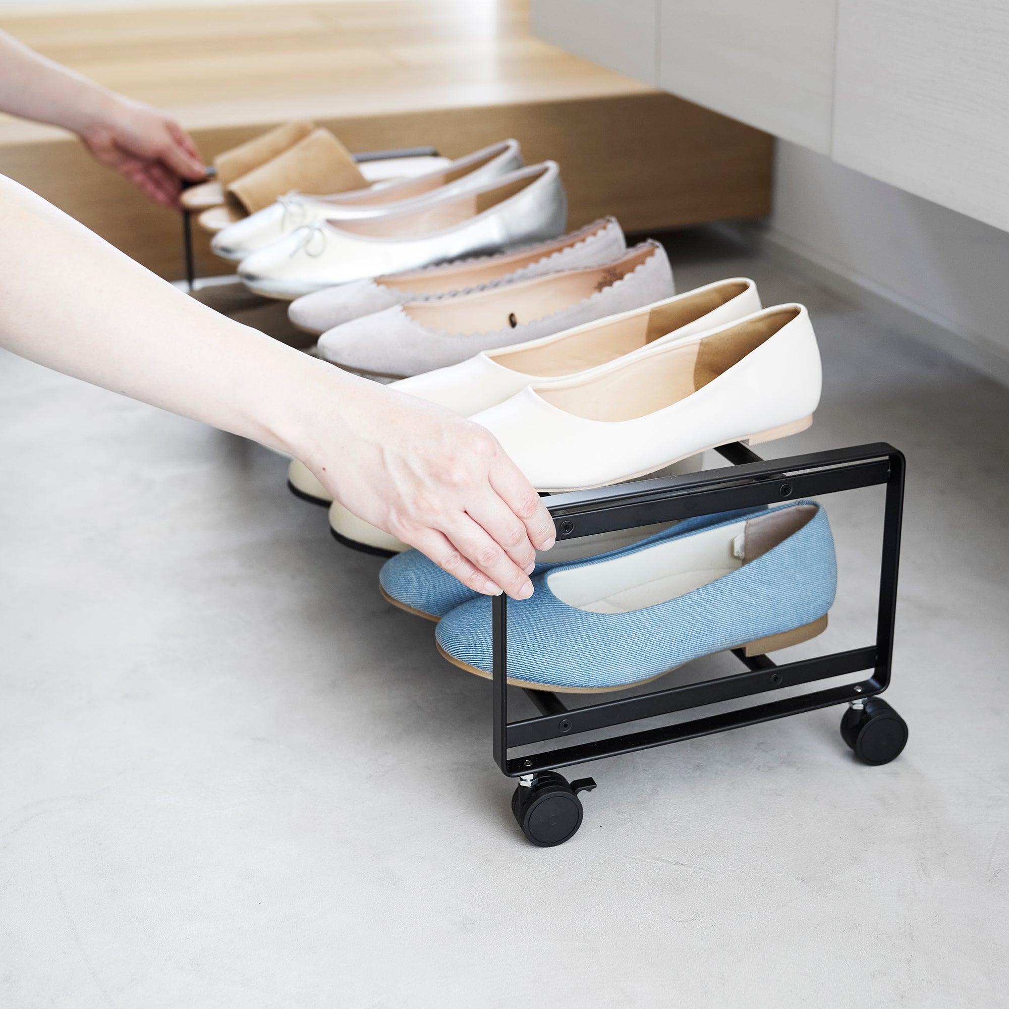 Two-Tier Rolling Shoe Rack ( H) - Steel - Image 14