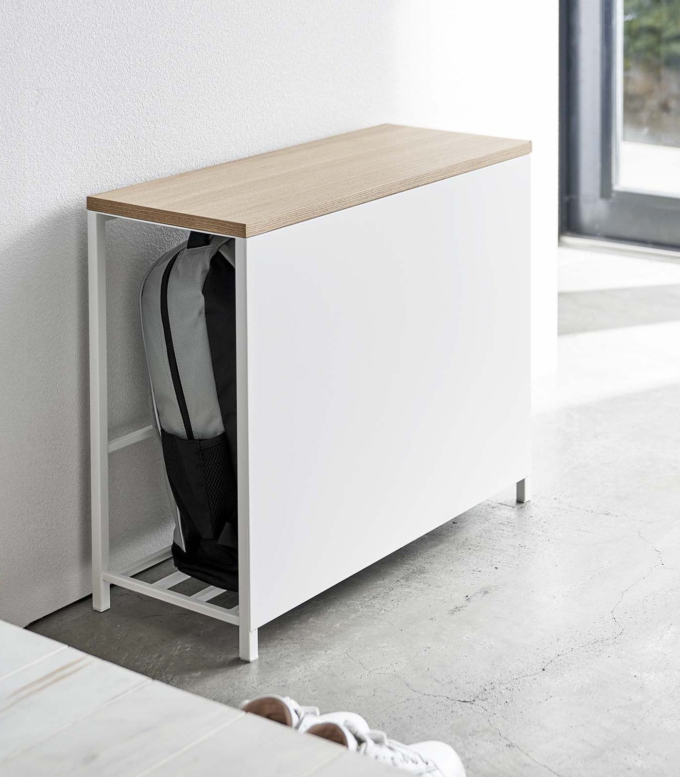 Entryway Storage Organizer & Bench (18 H) - Steel + Wood - Image 2