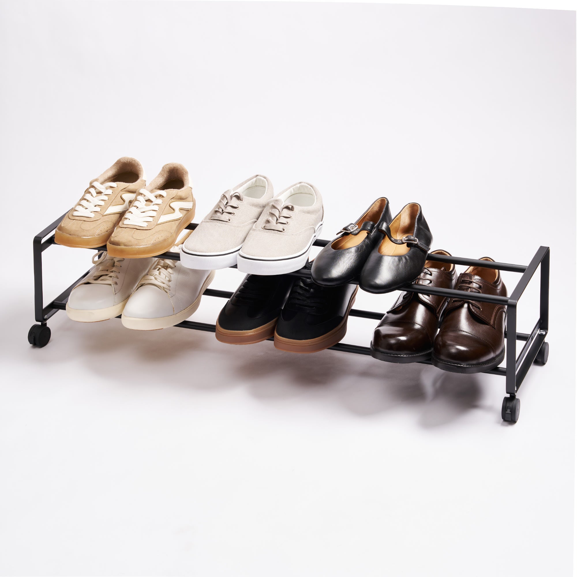 Two-Tier Rolling Shoe Rack ( H) - Steel - Image 9