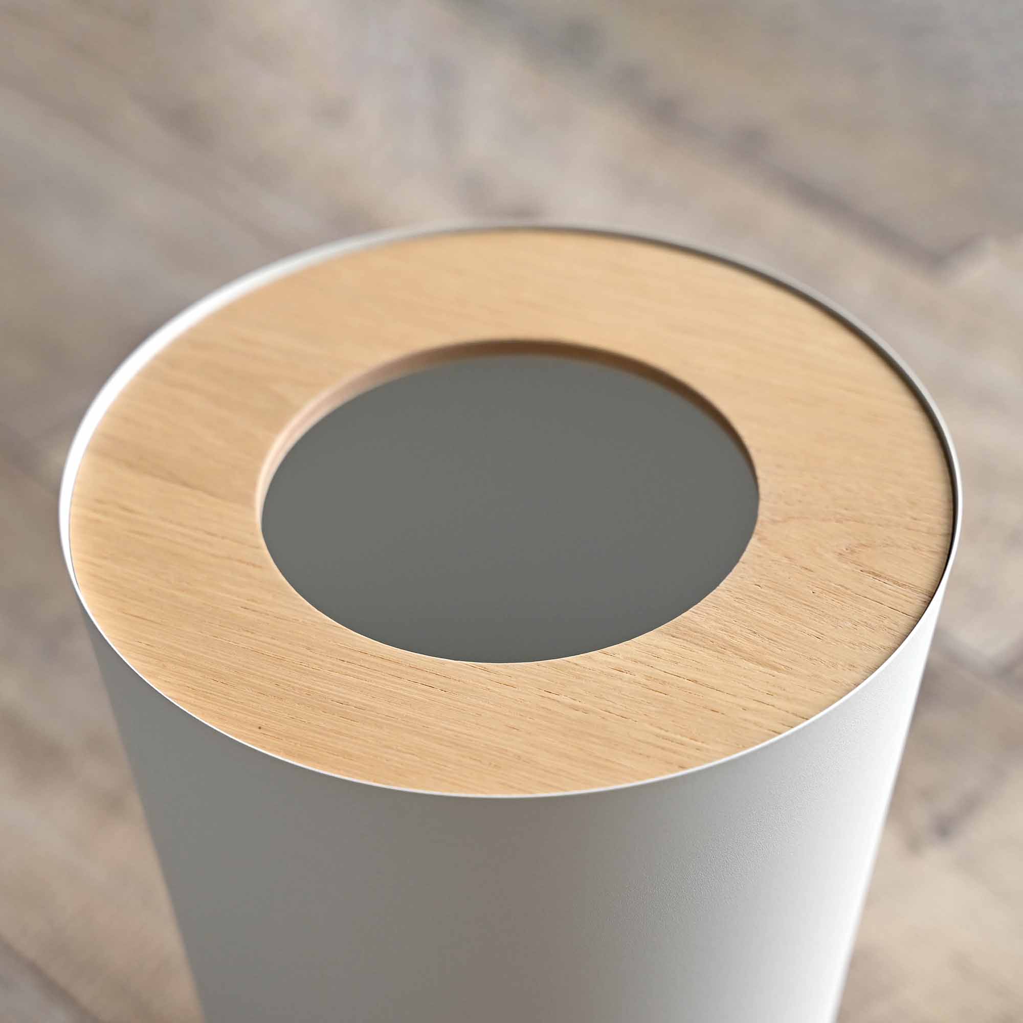 Trash Can - Round - Steel + Wood - Image 4
